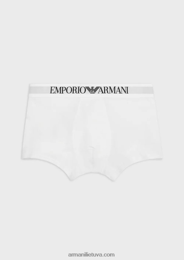 vyrų baltas Armani paprastos boksinės kelnaitės su logotipu 02482X1776