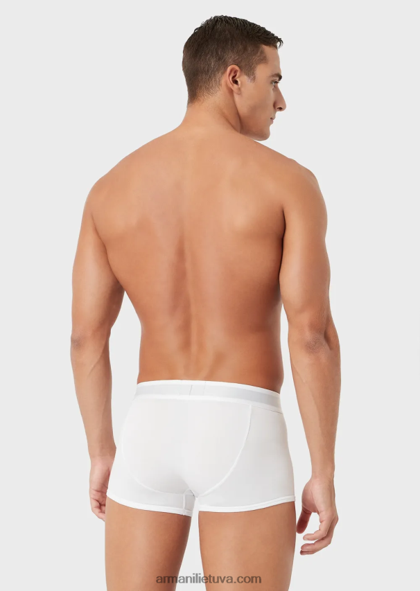 vyrų baltas Armani paprastos boksinės kelnaitės su logotipu 02482X1776