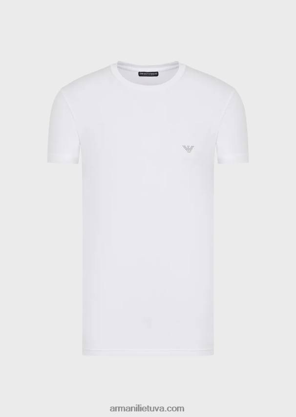 vyrų baltas Armani ploni apatiniai marškinėliai iš minkšto modalo 02482X1814