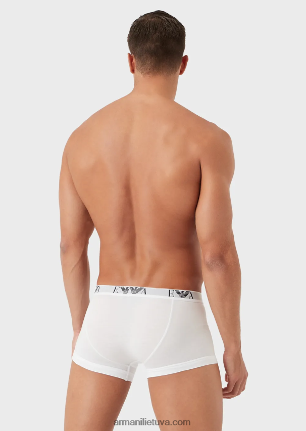 vyrų baltas Armani trijų pakelių boksinių kelnaičių su esminiu monogramos logotipu 02482X1753