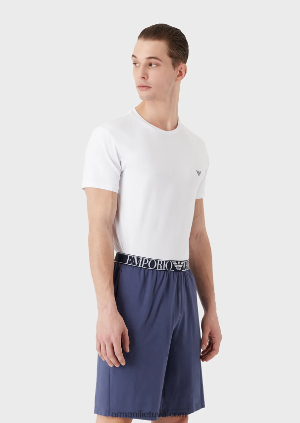 vyrų baltas Armani trumpa pižama su ištvermės logotipu 02482X1807