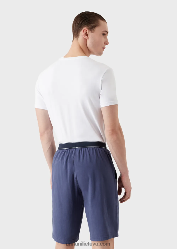 vyrų baltas Armani trumpa pižama su ištvermės logotipu 02482X1807