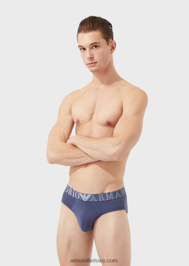 vyrų džinsinio audinio Armani ekologiškos medvilnės kelnaitės su nauju logotipu 02482X1794