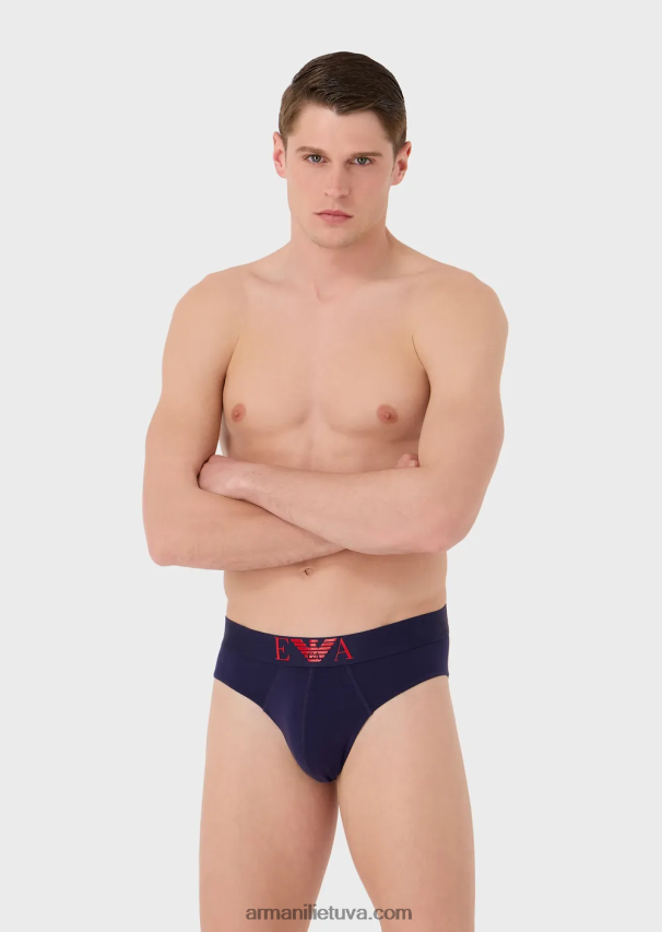 vyrų džinsinio audinio Armani kelnaitės su dideliu blizgiu logotipu 02482X1795