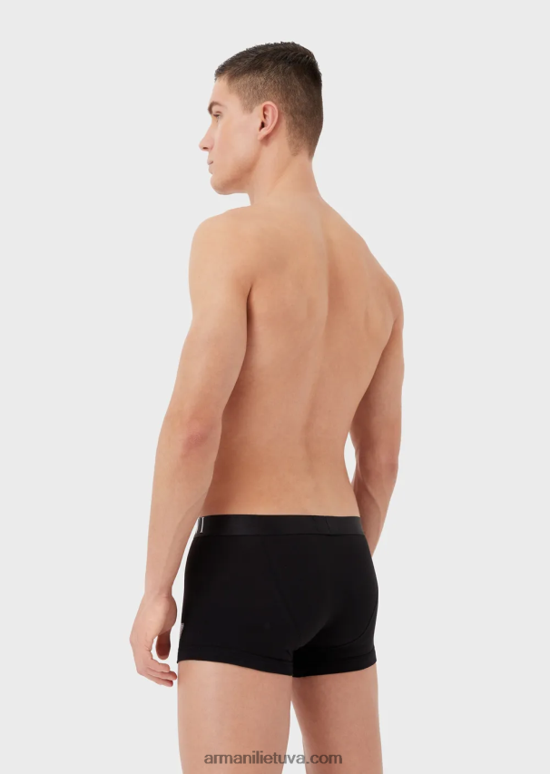 vyrų juodas Armani ekologiškos medvilnės trumpikės su blizgančiu logotipu 02482X1782