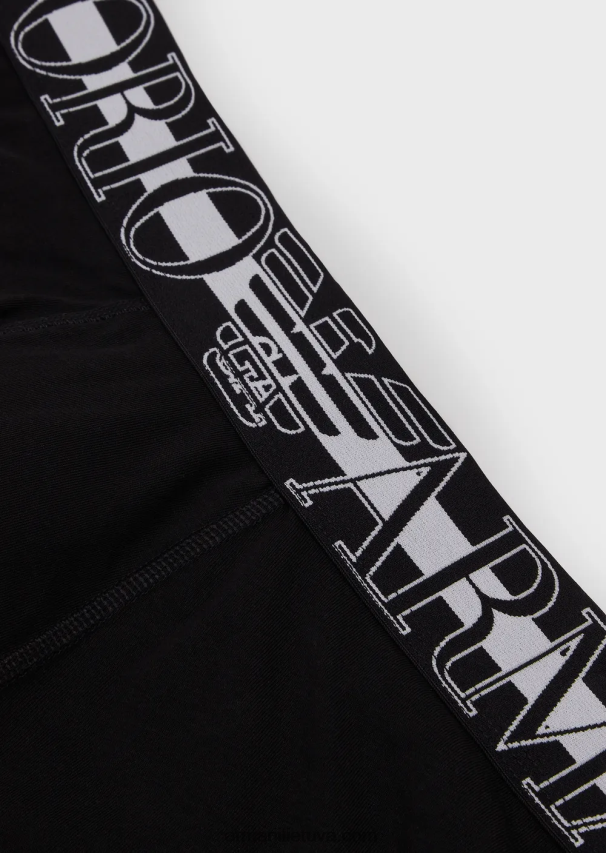 vyrų juodas Armani ekologiškos medvilnės trumpikės su megalogu 02482X1772