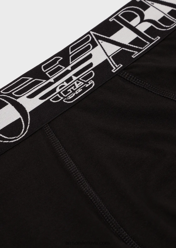 vyrų juodas Armani ekologiškos medvilnės trumpikės su megalogu 02482X1775