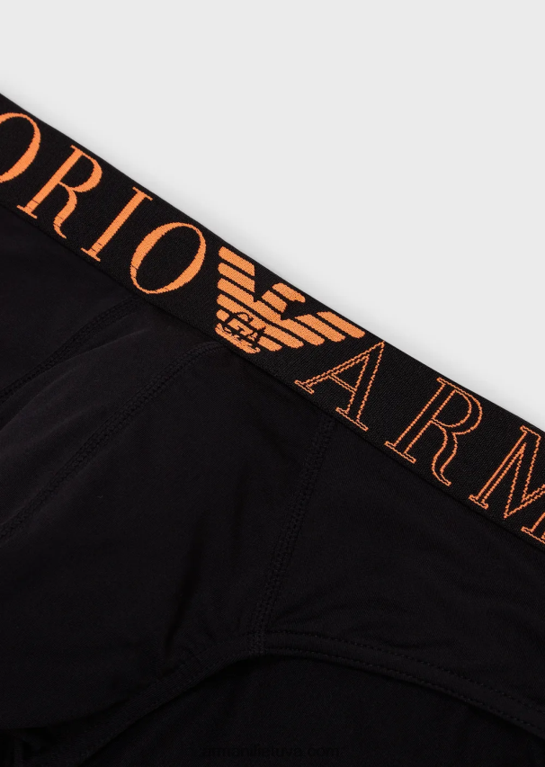 vyrų juodas Armani mikropluošto kelnaitės su logotipu 02482X1793