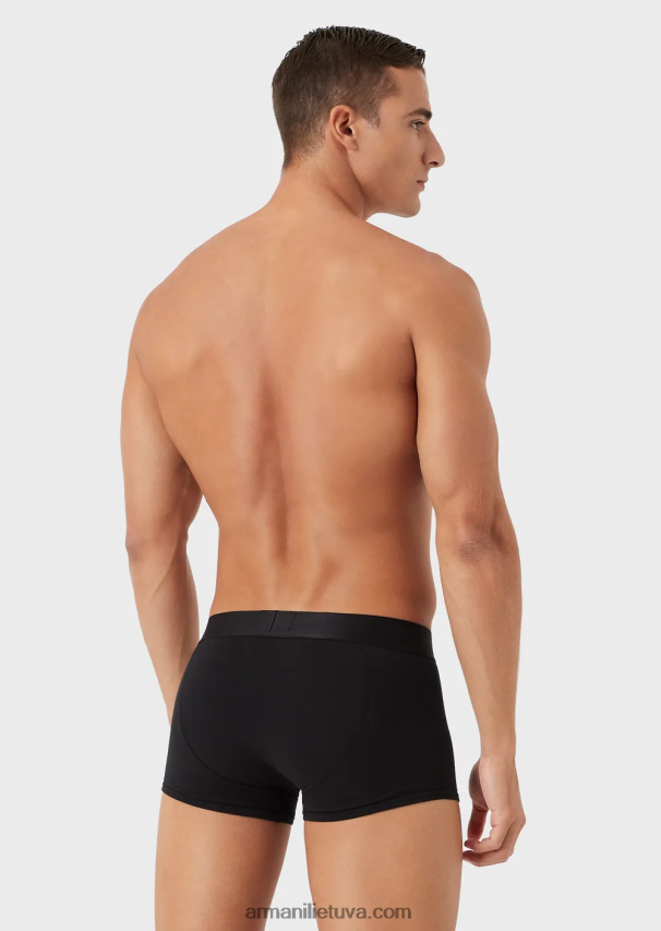 vyrų juodas Armani paprastos boksinės kelnaitės su logotipu 02482X1777