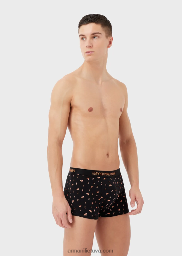 vyrų juodas Armani trys grynos medvilnės boksinės kelnaitės 02482X1762