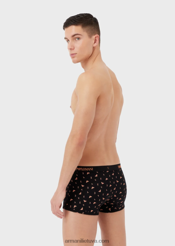 vyrų juodas Armani trys grynos medvilnės boksinės kelnaitės 02482X1762