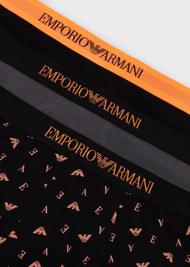 vyrų juodas Armani trys grynos medvilnės boksinės kelnaitės 02482X1762
