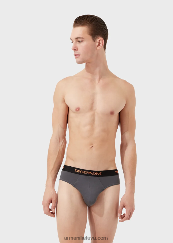 vyrų juodas Armani trys grynos medvilnės kelnaitės 02482X1788