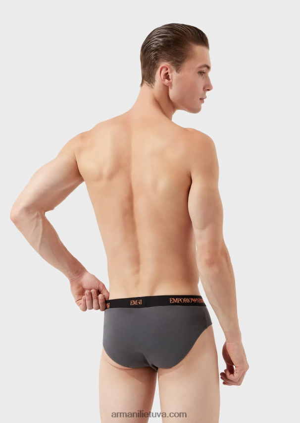 vyrų juodas Armani trys grynos medvilnės kelnaitės 02482X1788