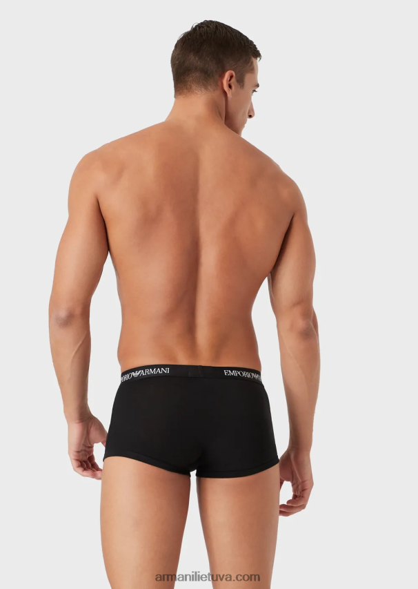vyrų juodas Armani trys grynos medvilnės pagrindinių bokserio kelnaičių pakuotės 02482X1755