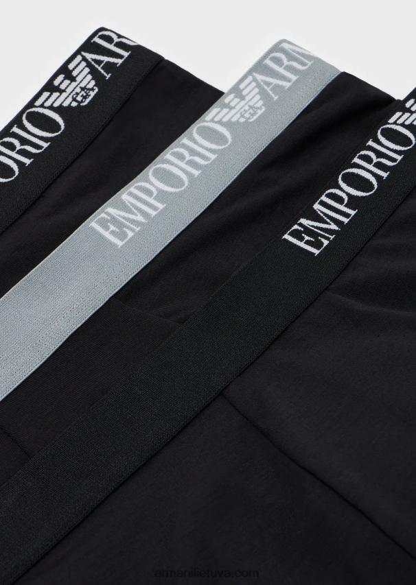 vyrų juodas Armani trys minkšto prisilietimo perdirbto pluošto boksinės kelnaitės 02482X1764