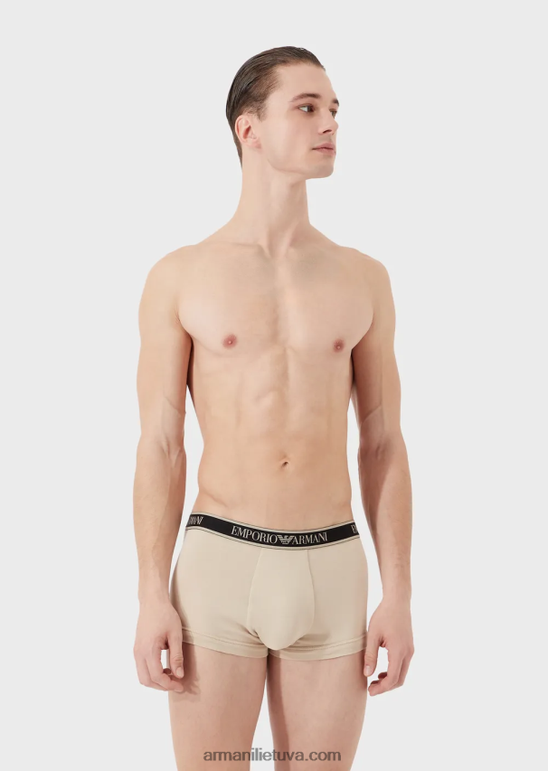 vyrų juodas Armani trys pakeliai boksinių kelnaičių su juosmeniu su logotipu 02482X1759