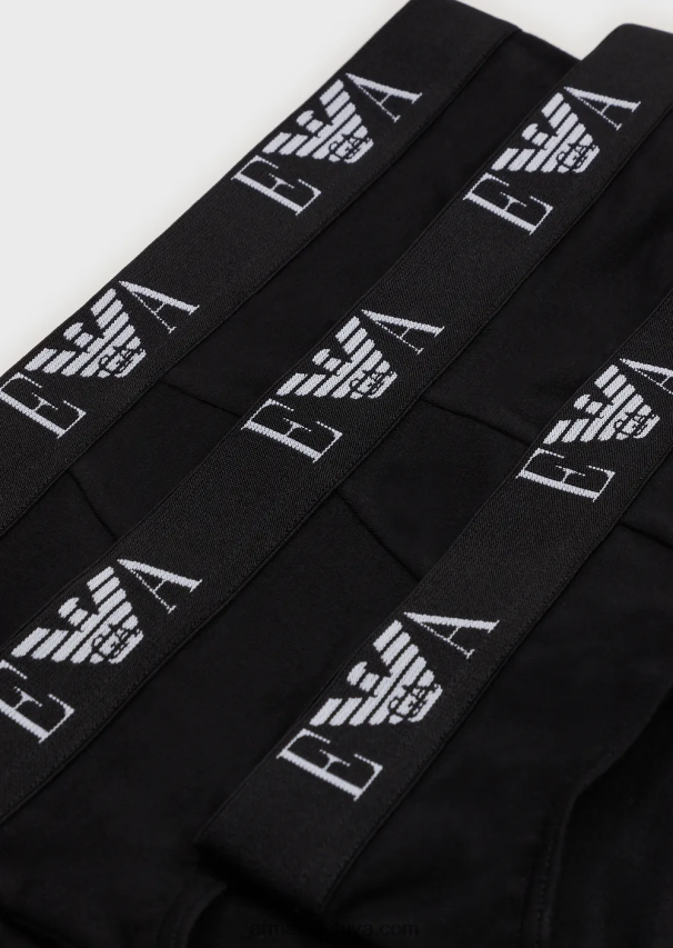 vyrų juodas Armani trys trumpikės su esminiu monogramos logotipu 02482X1798