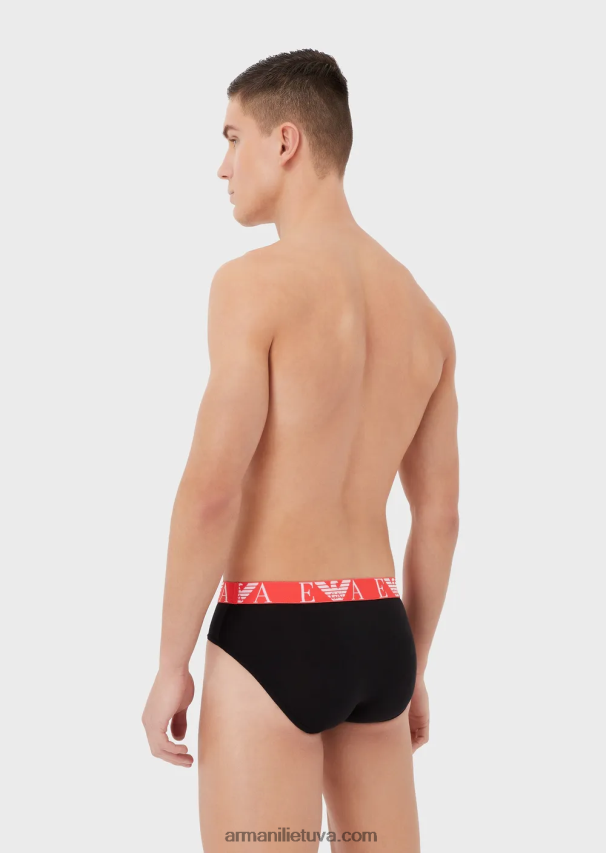 vyrų juodas Armani trys trumpikės su paryškintu monogramos logotipo juosmeniu 02482X1786