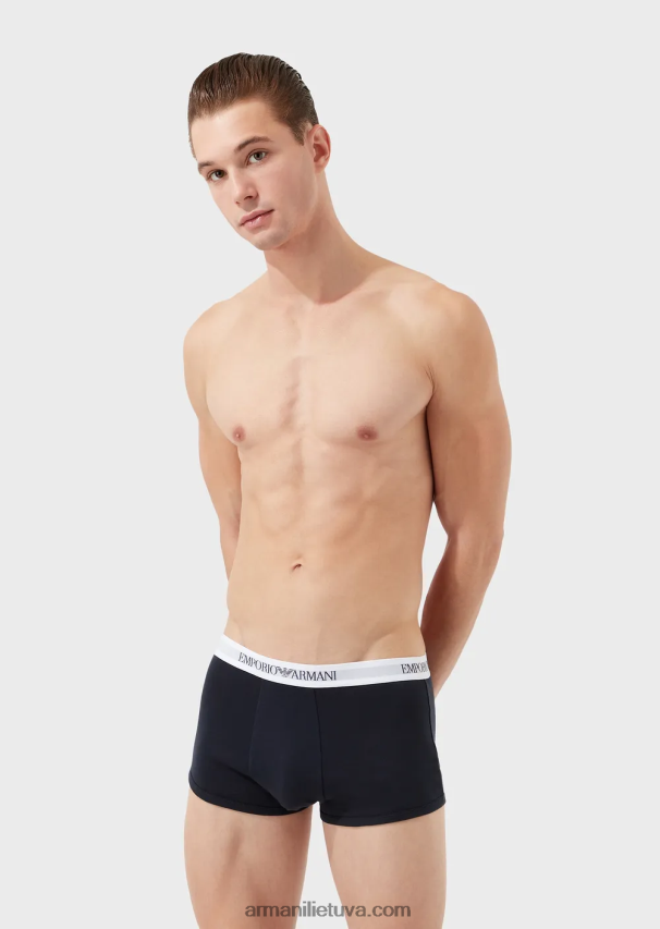 vyrų mėlyna Armani trys grynos medvilnės boksinės kelnaitės 02482X1763