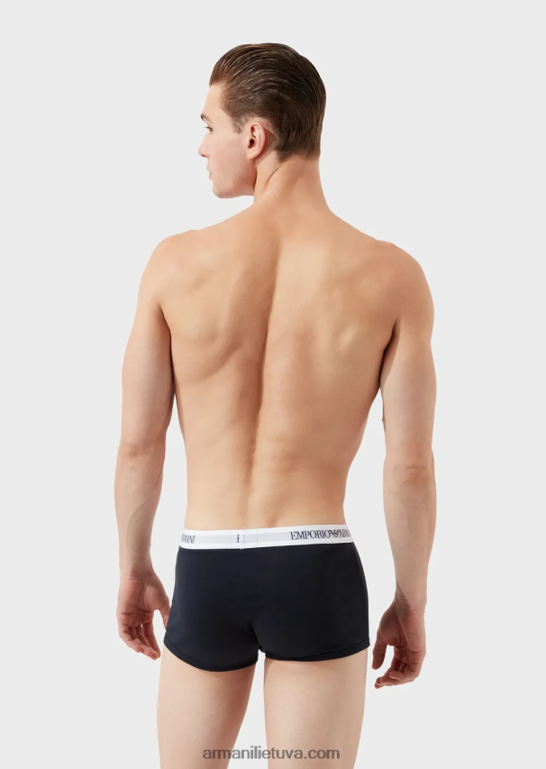 vyrų mėlyna Armani trys grynos medvilnės boksinės kelnaitės 02482X1763