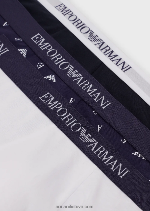 vyrų mėlyna Armani trys grynos medvilnės boksinės kelnaitės 02482X1763