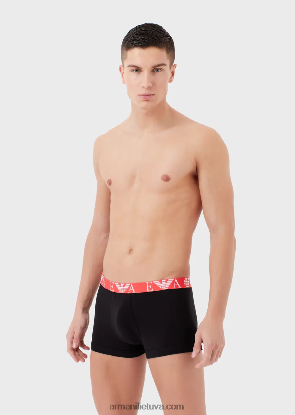 vyrų mėlyna Armani trys pakeliai boksinių kelnaičių su paryškintu monogramos logotipo juosmeniu 02482X1766