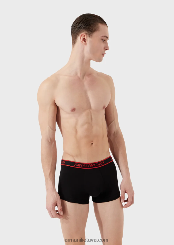 vyrų modelis Armani trys pakeliai boksinių kelnaičių su juosmeniu su logotipu 02482X1758