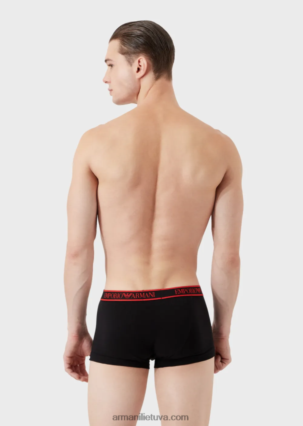 vyrų modelis Armani trys pakeliai boksinių kelnaičių su juosmeniu su logotipu 02482X1758