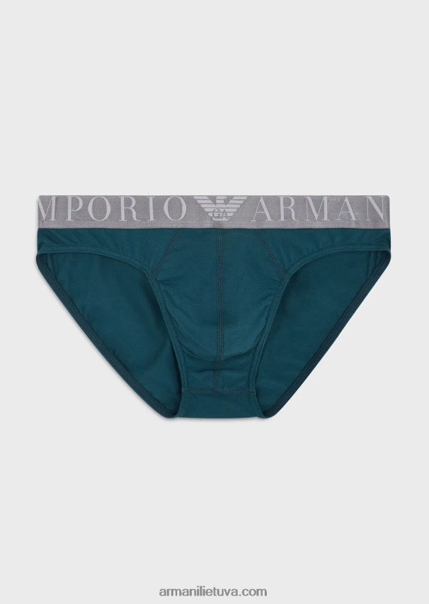 vyrų naftos Armani ekologiškos medvilnės kelnaitės su blizgančiu logotipu 02482X1796