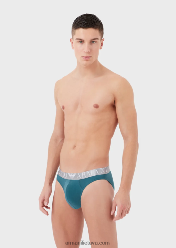 vyrų naftos Armani ekologiškos medvilnės kelnaitės su blizgančiu logotipu 02482X1796