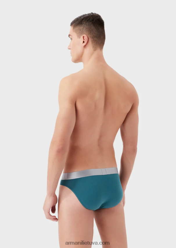 vyrų naftos Armani ekologiškos medvilnės kelnaitės su blizgančiu logotipu 02482X1796