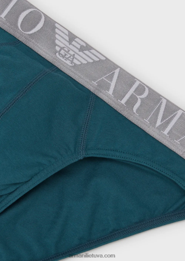 vyrų naftos Armani ekologiškos medvilnės kelnaitės su blizgančiu logotipu 02482X1796