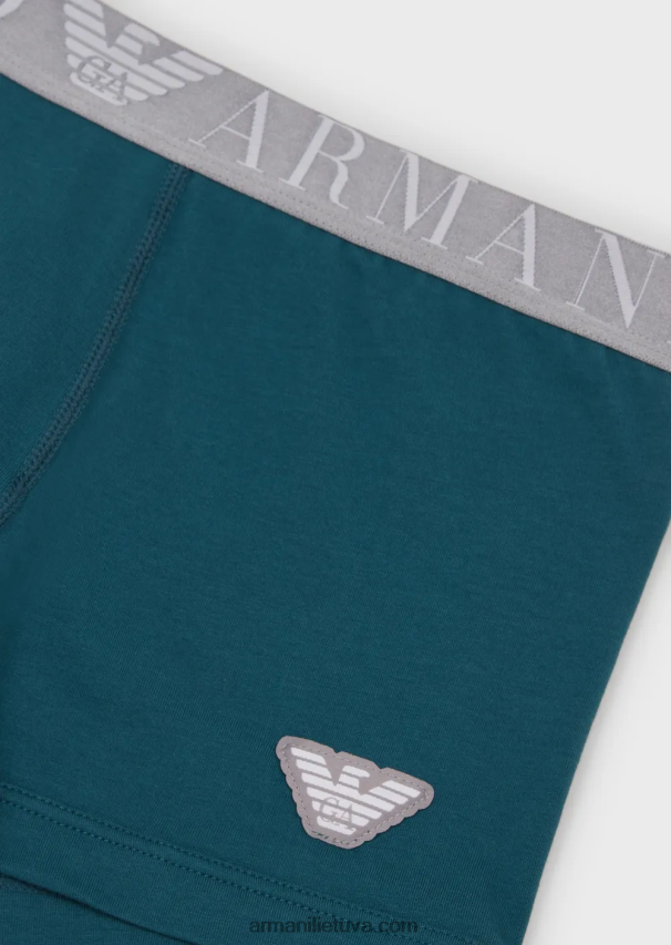 vyrų naftos Armani ekologiškos medvilnės trumpikės su blizgančiu logotipu 02482X1781