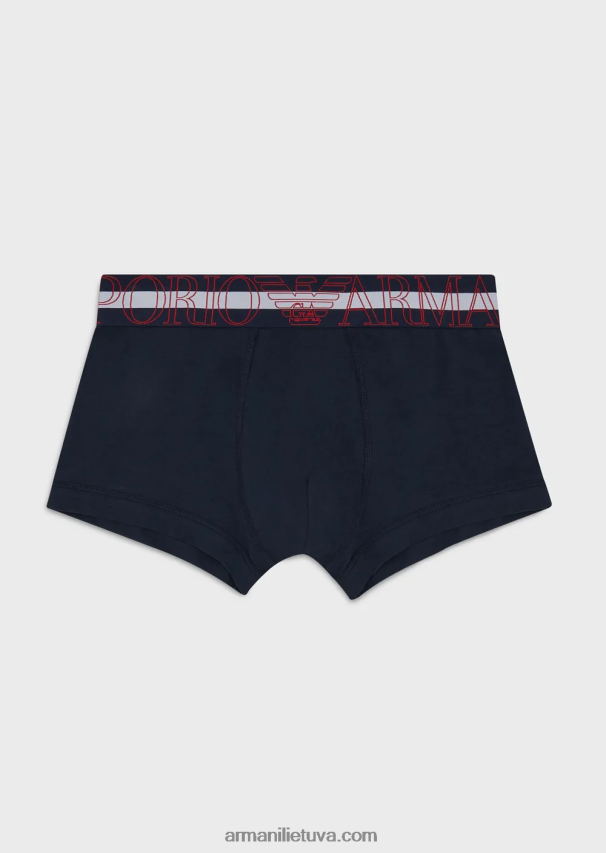 vyrų tamsiai mėlyna Armani ekologiškos medvilnės trumpikės su megalogu 02482X1773