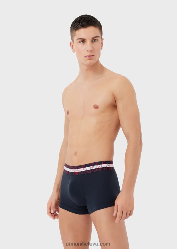 vyrų tamsiai mėlyna Armani ekologiškos medvilnės trumpikės su megalogu 02482X1773