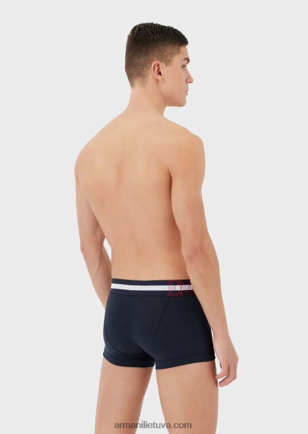 vyrų tamsiai mėlyna Armani ekologiškos medvilnės trumpikės su megalogu 02482X1773