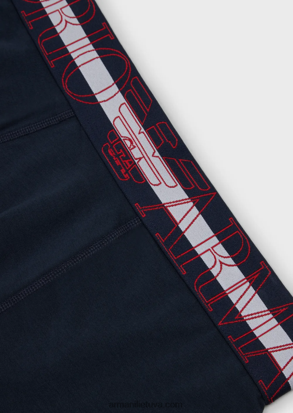 vyrų tamsiai mėlyna Armani ekologiškos medvilnės trumpikės su megalogu 02482X1773