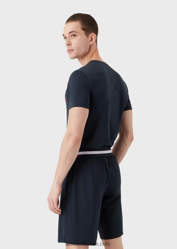 vyrų tamsiai mėlyna Armani megalogo organinės medvilnės pižama 02482X1804