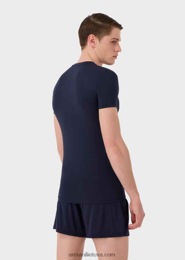 vyrų tamsiai mėlyna Armani ploni apatiniai marškinėliai iš minkšto modalo 02482X1813