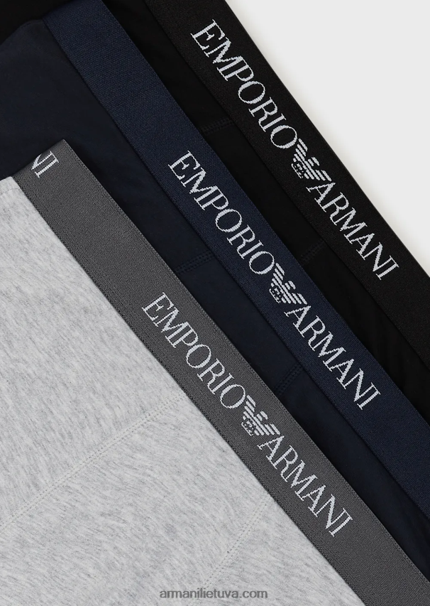 vyrų tamsiai mėlyna Armani trys grynos medvilnės pagrindinių bokserio kelnaičių pakuotės 02482X1756