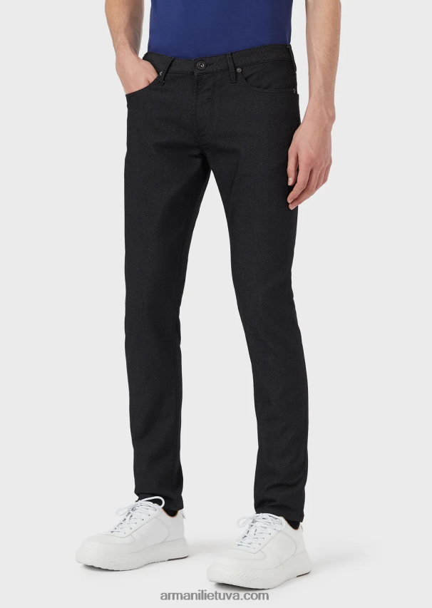 vyrųArmani plonos j06 kelnės iš tekstūruoto siūlais dažyto audinio 02482X1186
