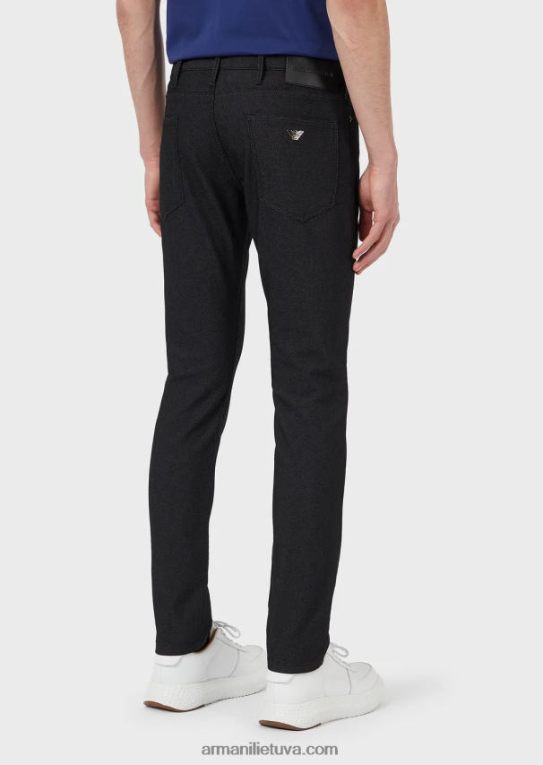 vyrųArmani plonos j06 kelnės iš tekstūruoto siūlais dažyto audinio 02482X1186
