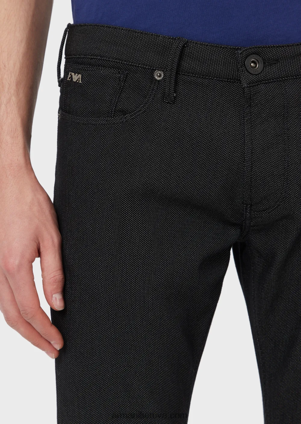 vyrųArmani plonos j06 kelnės iš tekstūruoto siūlais dažyto audinio 02482X1186