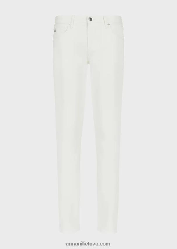 vyrų baltas Armani j06 ploni, elastingi, gabardino džinsai 02482X1194