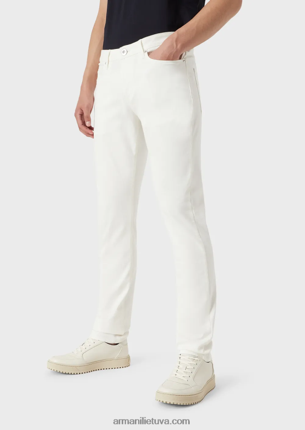 vyrų baltas Armani j06 ploni, elastingi, gabardino džinsai 02482X1194