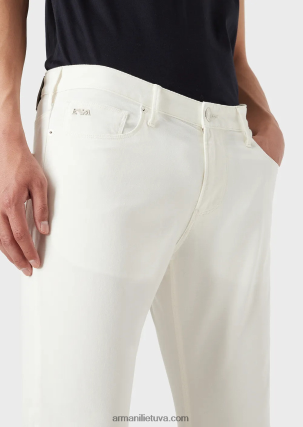 vyrų baltas Armani j06 ploni, elastingi, gabardino džinsai 02482X1194