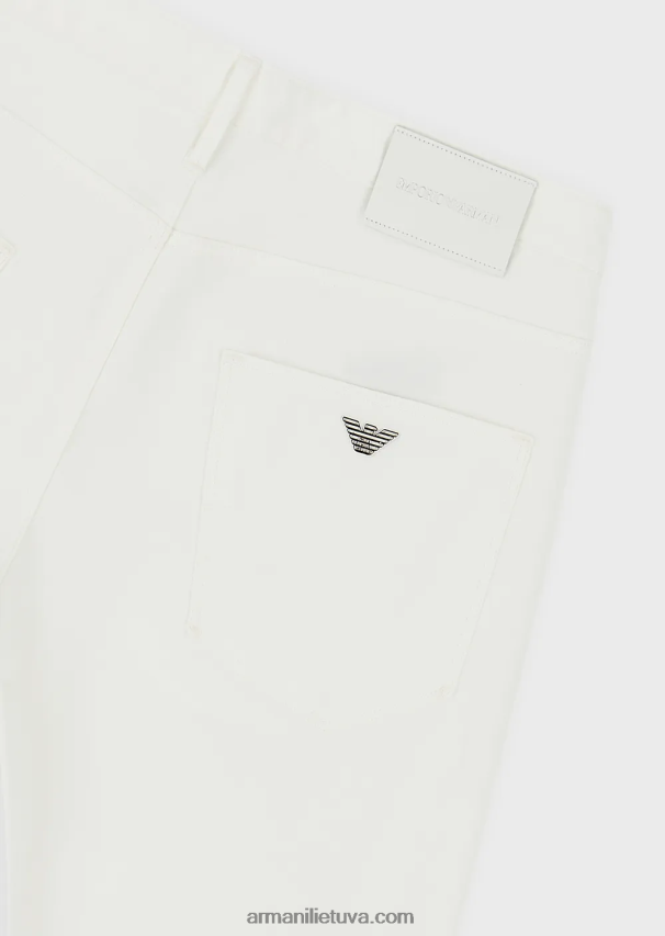 vyrų baltas Armani j06 ploni, elastingi, gabardino džinsai 02482X1194