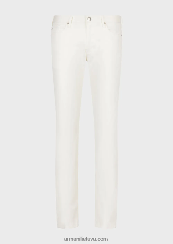 vyrų baltas Armani j06 siauri tamprūs džinsai 02482X1193