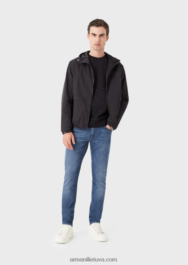 vyrų džinsinio audinio Armani j06 ploni ruoželinio melanžo džinsai iš patogaus džinsinio audinio 02482X1180